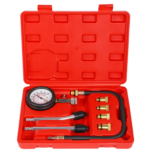 8PCS Compression Tester Kit Professional Petrol Gas Engine Cylinder Pressure Gauge 0-300 PSI Automotive Tool for Motorcy
