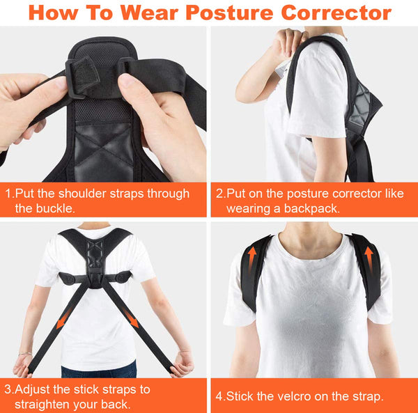 Posture Corrector for Men and Women - Adjustable Upper Back Brace for Clavicle to Support Neck, Back and Shoulder, Black, 25-50 Inch (Pack of 1),