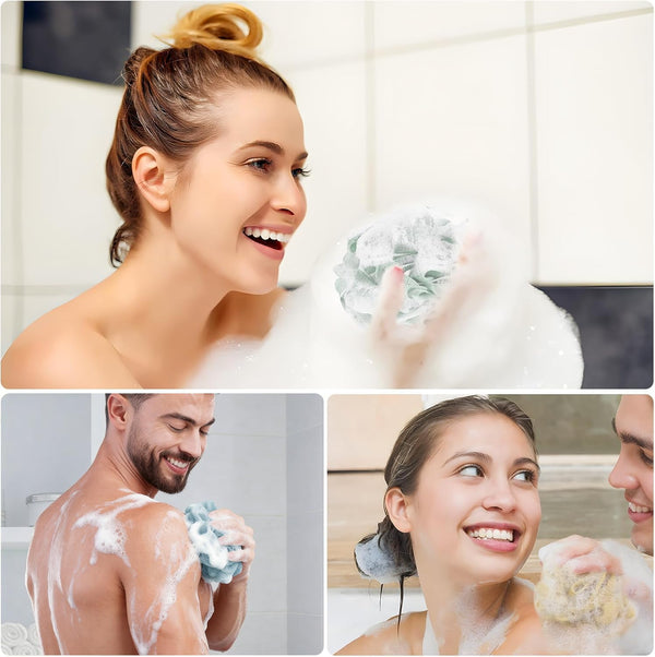 Yoget 4 Pack Shower Loofah Sponge, 60G Bath Loofa Exfoliating Body Scrubber Green