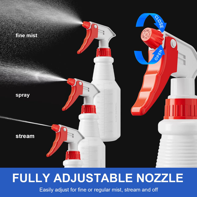 Spray Bottles (4 Pack, 24 Oz) Refillable Empty Plastic Water Spraying Bottle for