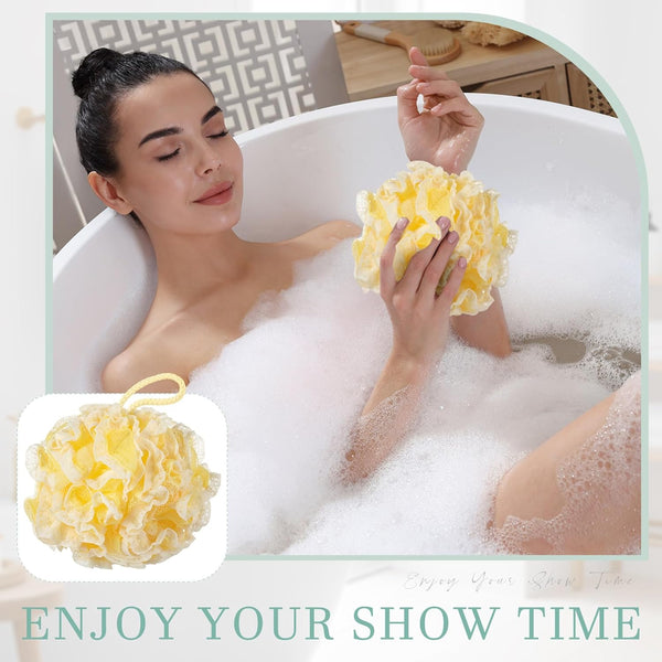 Sunnyray 4 Pack Loofah Bath Sponge Lace Mesh Set Large 60G Shower Poufs Body Scrubber Bath Loofah Ball Body Wash Sponge Exfoliating Scrubber Luffa