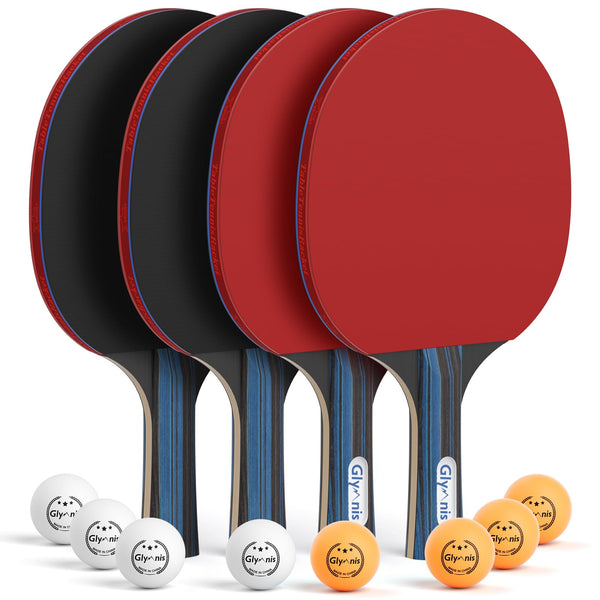 Ping Pong Paddles Set Table Tennis Rackets with Balls, Storage Case for Indoor Outdoor Table Tennis Paddle Game Accessories
