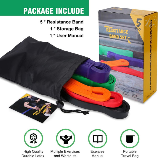 Resistance Bands, Pull up Assist Bands - Workout Bands, Eexercise Bands, Long Resistance Bands Set for Working Out, Fitness, Training, Physical