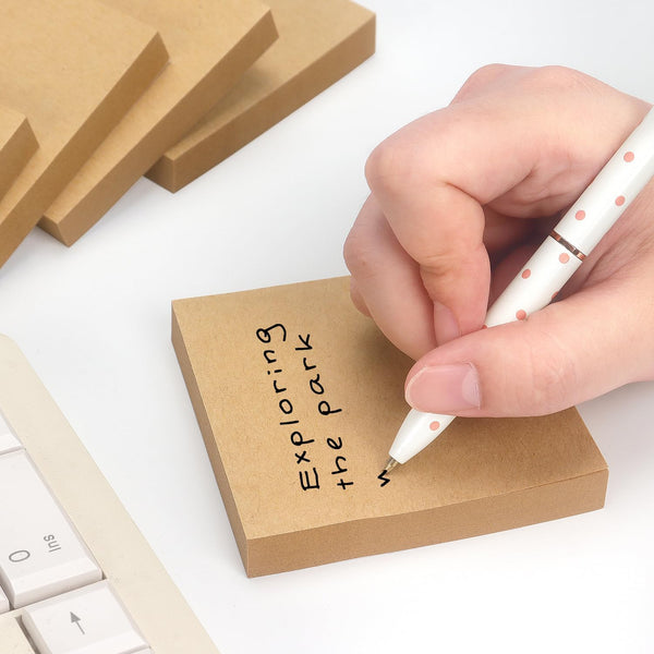 Sticky Notes 3x3 with Bright Colors, 6 Pads 100 Sheets/Pad (Kraft Paper)