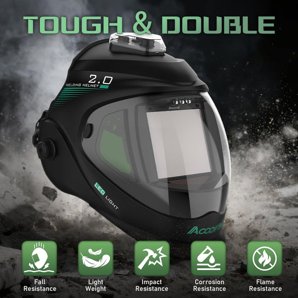 Panoramic View Auto Darkening Welding Helmet with LightÃÂ¯ÃÂ¼ÃÂ1/1/1/1 True Color Solar Powered Welding Hood MaskÃÂ¯ÃÂ¼ÃÂ4 Arc Sensor Wide