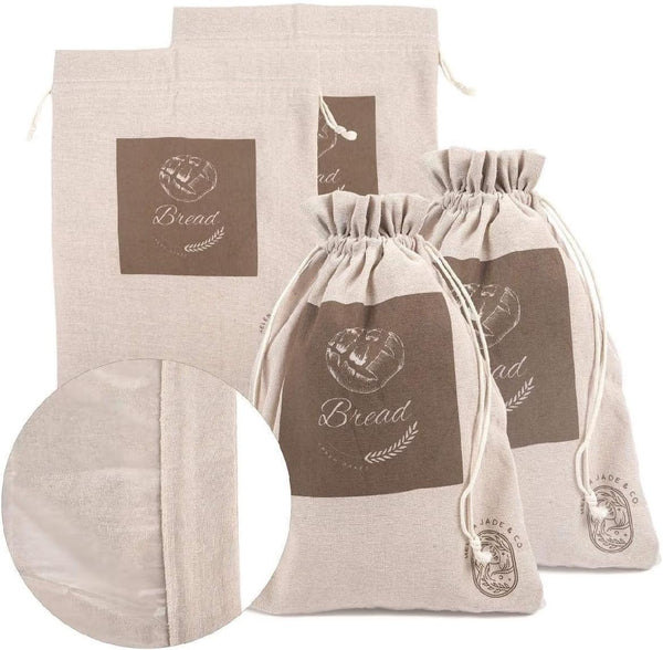 Linen Bread Bags for Homemade Bread â Easy to Clean Large Reusable Cloth Bags for Sourdough, Sandwich & Loaf Storage, Bpa-Free Linen Bag with