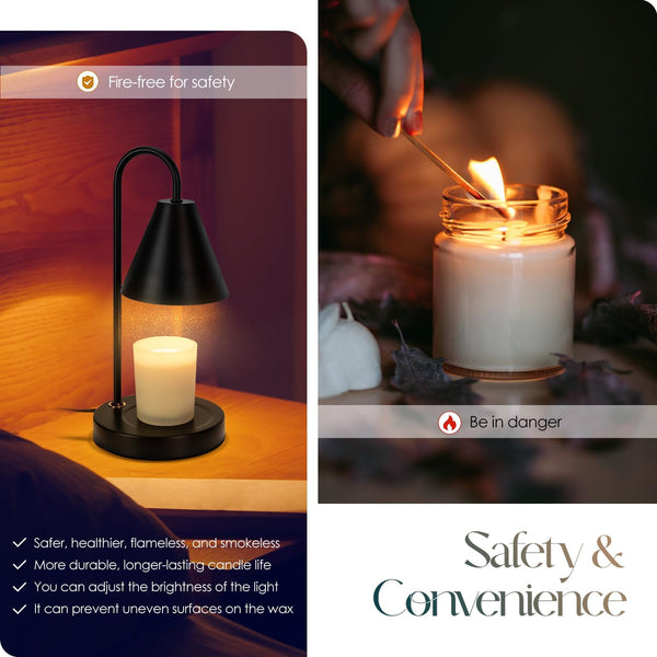 Candle Warmer Lamp,Electric Candle Warmer with Dimmable Light,Scented Wax Melter,No Smoke,Compatible with Various Jar,With 2 Light Bulbs,Home