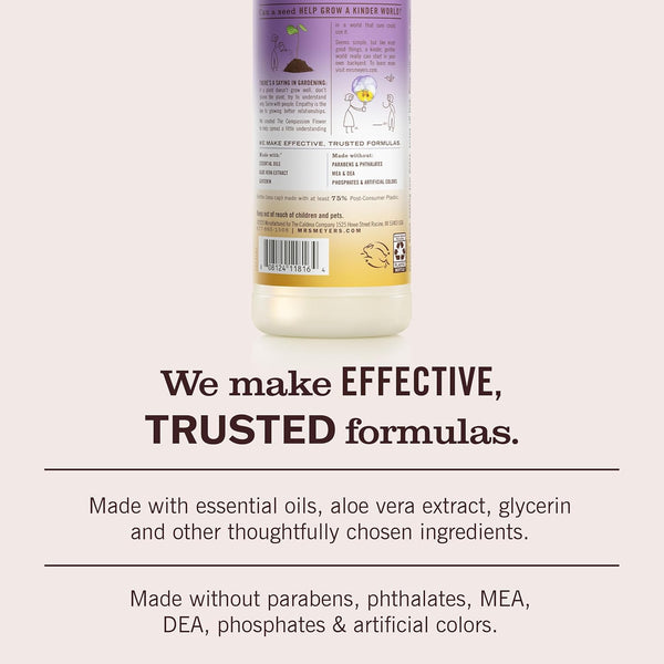 MRS. MEYER'S CLEAN DAY Liquid Dish Soap, Compassion Flower Scent, 16 Ounce Bottle