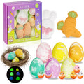 Easter Bath Bombs with Surprise Inside: 9 Pcs Natural Organic Egg Bunny Shaped Basket Stuffers for Kids Girls Boys Bubble Bathbombs Fruit Scented