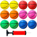 12Pcs 5Inch Mini Basketballs,Colorful Rubber InflatableBasketball,Pool Kick Balls Toy with Inflation Pump for Indoor Mini Basketball Hoop,Beach