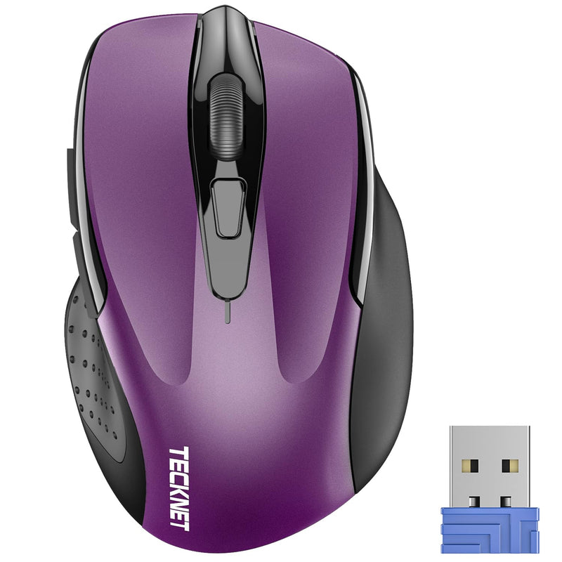 TECKNET Wireless Mouse, 2.4G Ergonomic Optical Mouse, Computer Mouse for Laptop, PC, Computer, Chromebook, Notebook, 6 Buttons, 24 Months Battery