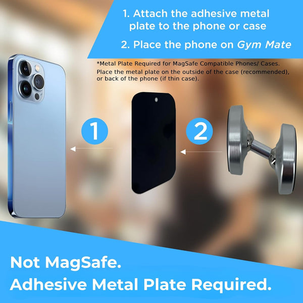 Dual Magnetic Phone Mount & Holder. Attaches Magnetically to Metal Surface. Shoot Hands-Free Videos While Working Out. Strong Joints and Magnets.