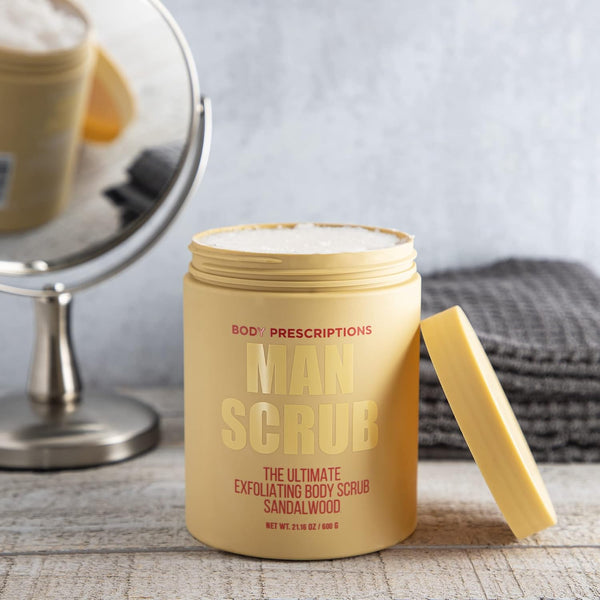 Body Prescriptions Men’s Exfoliating Body Scrub – Ultimate Skin Cleansing Wash in Jar with Twist-Top Lid, For All Skin Types, 21 Ounce (Pack of