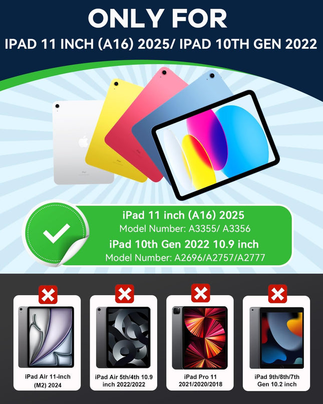 Cantis Case for Ipad 11-Inch (A16) 2025/ Ipad 10Th Generation 2022 (10.9 Inch) with Screen Protector, Ipad 11Th Case wit