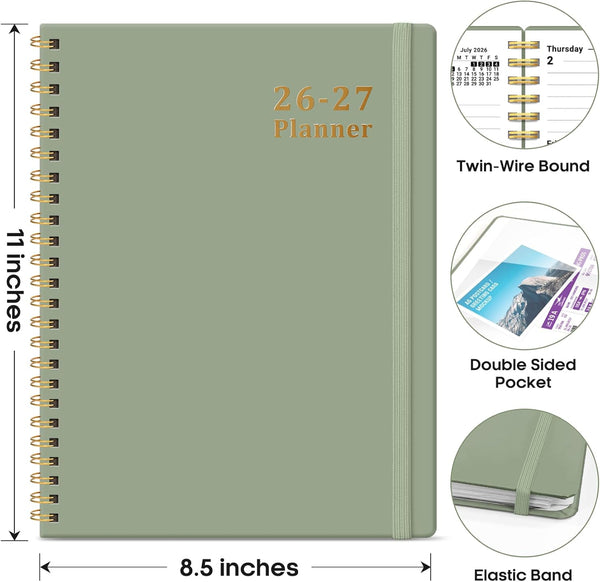Planner 2026-2027, 8.5" x 11" Weekly and Monthly Academic Year Planner Calendar, July 2026 - June 2027, Hardcover Large School Planning Agenda