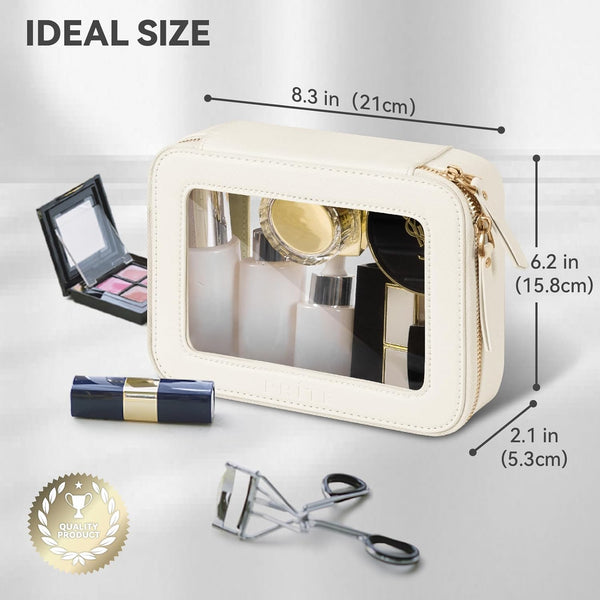 Prite Clear Makeup Bag Travel Cosmetic Organizer Toiletry Case for Women Beige Standard - Single Layer