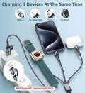 2Pack Charger Cable Upgraded 3 in 2 Phone Watch Charger USB C Multi Charging Cable-5Ft