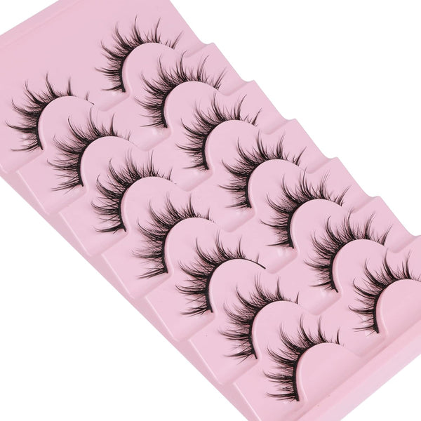 Manga Lashes Natural Look False Eyelashes Anime Lashes Mink Wispy Fluffy Spiky 3D Volume Eyelashes Pack Korean Japanese Asian Cosplay Fake