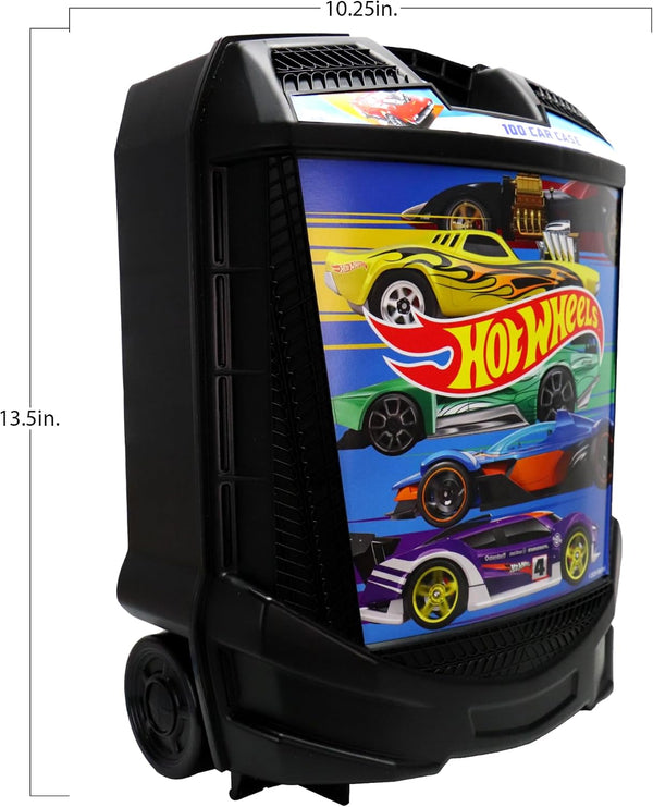 Hot Wheels 100-Car Storage Case – Large Capacity Organizer for 1:64 Die-Cast Vehicles with Handle and Latch, Durable Portable Carrying Case for