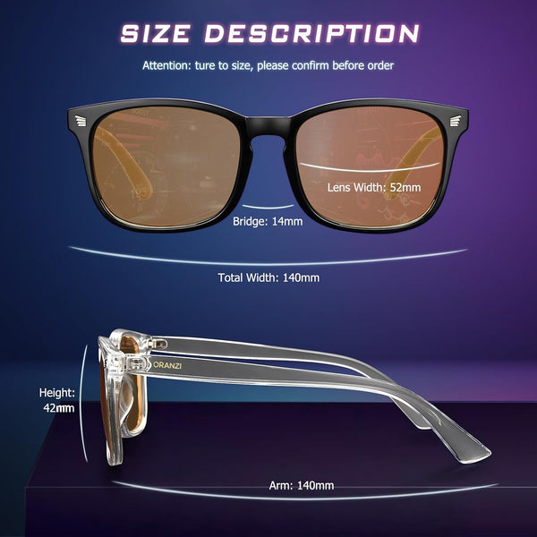 98.6% Blue Light Blocking Glasses for Computer Gaming Anti Eyestrain | Anti Harmful Blue Ray for Better Sleep, Amber High-definition Lens Anti