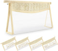 Small Boho Straw Clear Makeup Bags for Women&Girls, Zipper Cosmetic Bag Chenille Varsity Letter Patch Bag, Preppy Cute Toiletry Pouch, Trendy