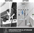 Broom Holder Wall Mount, Broom Organizer Wall Mount Stainless Steel Broom and Mop Hanger Heavy Duty Storage Organization for Home Kitchen Garden