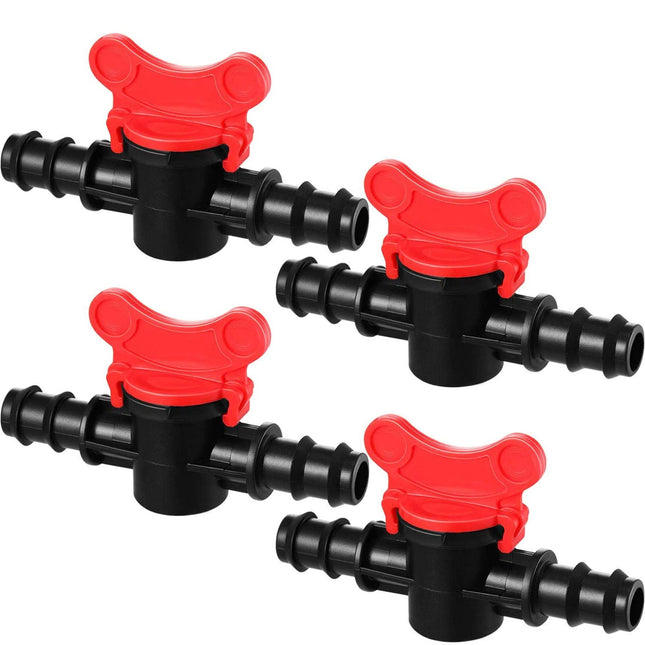 Boao Drip Irrigation Switch Valves - 1/2 Inch Double Male Barbed Valve - Manual Adjustment with Red Handle Top(4)