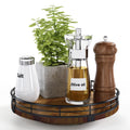 Farmhouse Oak 9" Lazy Susan Turntable Organizer for Cabinet, round Wooden Lazy Susan Organization and Storage for Dining Table, Pantry, Kitchen,