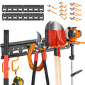 Garden Tool Organizer Wall Mount - Garage Storage and Organization Yard Tool Hanger with Adjustable Pegboard Hooks Shed Rack for Broom Mop Shovel