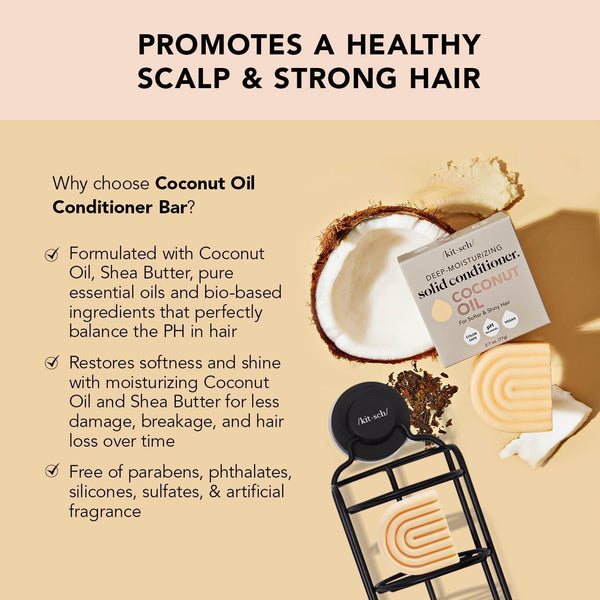Kitsch Tea Tree Solid Shampoo & Coconut Oil Conditioner Bar, Shampoo and Conditioner Set for Clarifying Grease & Deep Moisturizing, Natural
