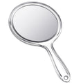 Jetec Hand Mirror Double-Sided Handheld Mirror 1X/ 2X Magnifying Mirror with Handle Transparent Hand Mirror Rounded Shape Makeup Mirror (Clear) 1