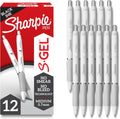 Sharpie S-Gel , Drawing, Ink Pens for Journaling, Writing, Coloring, Medium Point (0.7Mm), Pearl White Body, Black Ink Gel-Pen, 12 Count