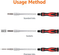 Amazon Basics Magnetic Ratcheting Wrench and Electronics Precision Screwdriver Set, 73 Count (Pack of 1), Black/Red/Silver