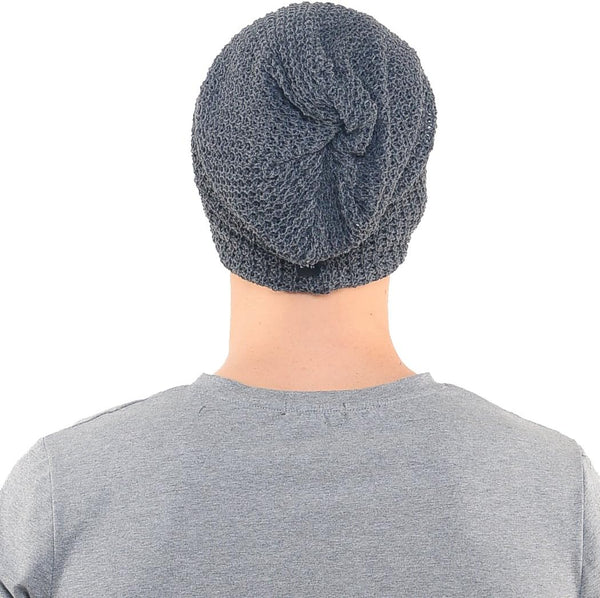 FORBUSITE Mens Slouchy Long Beanie Knit Cap for Summer Winter, Oversize Large B08-dark Grey