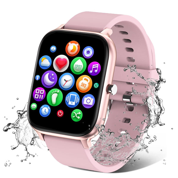 Smart Watch for Men Women Compatible with iPhone Samsung Android Phone 1.69 inch Full Touch Screen IP68 Waterproof Bluetooh Fitness Tracker Heart