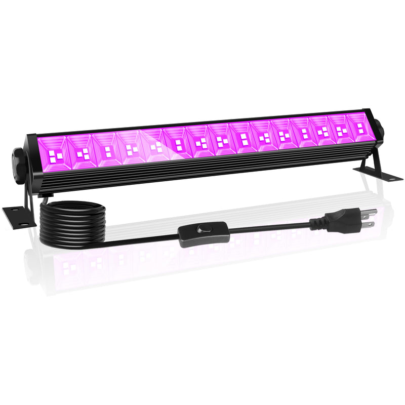 Upgraded 42W LED Black Light Bar, Blacklight Flood Light with Plug+Switch+5.9ft Cord, Light Up 24x24ft Area, for Halloween Glow Fluorescent Party