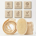 Natural Loofah Bath Set, Exfoliating Luffa Sponge Pads, Back Loofah Scrubber and Sisal Soap Bag. Bath Shower Loofah Sponges for Women and Men, for