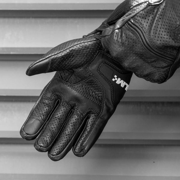 ILM Goatskin Leather Motorcycle Motorbike Powersports Racing Gloves Touchscreen for Men and Women Model DN01(XL, Black Perforated)