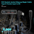 12V Heated Jacket Battery Step-Up Adapter Charger Cable Compatible with Milwaukee, M12, Makita, Snapon, Metabo, Craftsman, AEG Gear (TypeC Stepup
