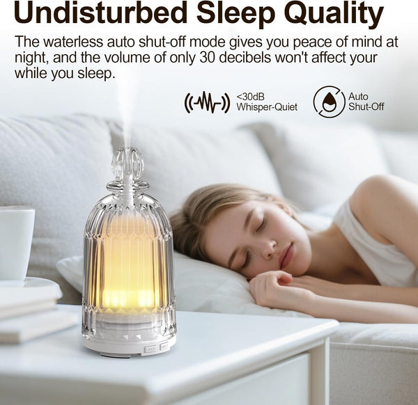 120ml Glass Essential Oil Diffuser, Ultrasonic Aroma Diffuser Glass Cover & Plastic Reservoir with Auto Shut-Off, 7 Colors LED Light for Home,