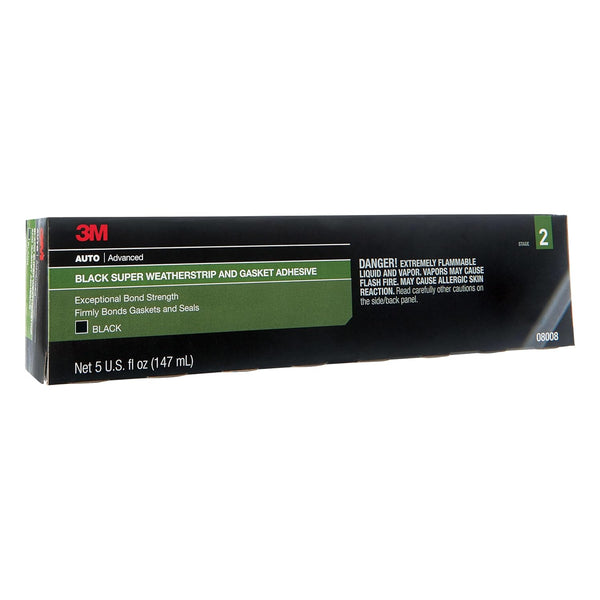 3M Black Super Weatherstrip and Gasket Adhesive, 08008, 5 fl oz, 1 Per Pack Black 5 fl. oz.