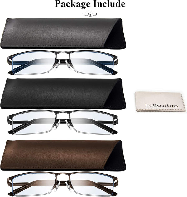 Reading Glasses for Men, 2.5 Blue Light Blocking Reading Glasses Metal Readers