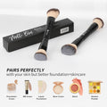 Ducare Foundation Brush Contour Bronzer Double Ended Makeup Brush for Blending Liquid Powder Concealer Cream Blush Buffe Black