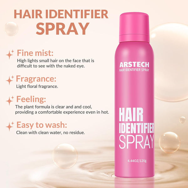 Hair Identifier Spray for Face Shaving Dermaplaning Tool Skin Body Dermaplaning Spray for Women with 4 Face Razor for Face Shaver Hair Removal Kit