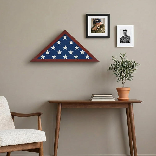 Americanflat Large Flag Display Case for Folded 5x9.5' Burial Flags - Engineered Wood Display Box for Wall or Tabletop - Silhouette Collection -