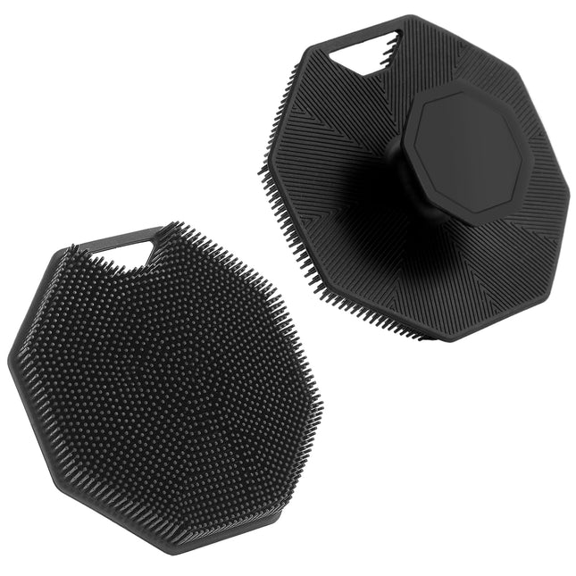 2Pack Silicone Body Scrubber, Qewro Body Buffer Exfoliating Brush with Silicone Loofah, Scalp Exfoliator Hair Shampoo Sk