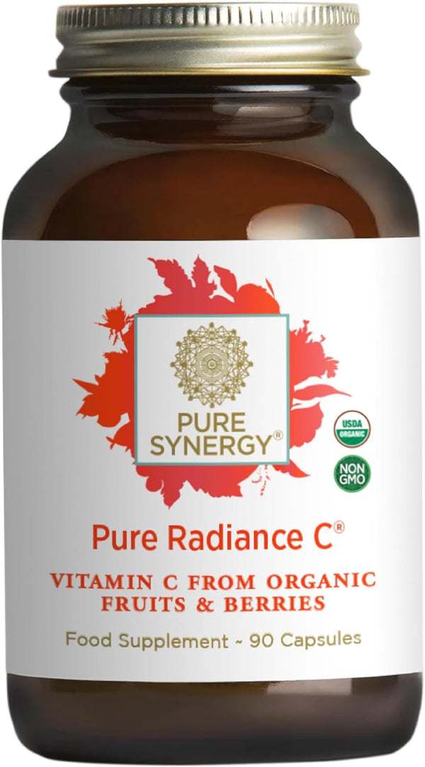 PURE SYNERGY Pure Radiance C | Organic Vitamin C Capsules | 100% Natural, Whole Food, Non-Gmo Supplement with Camu Camu Extract | for Immune and