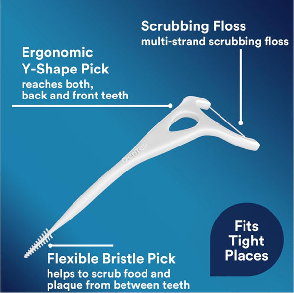 DenTek Complete Clean Easy Reach Floss Picks, No Break & No Shred Floss, 75-Count, 3 Pack 75 Count (Pack of 3) Picks