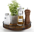 Farmhouse Oak 9" Lazy Susan Turntable Organizer for Cabinet, round Wooden Lazy Susan Organization and Storage for Dining Table, Pantry, Kitchen,