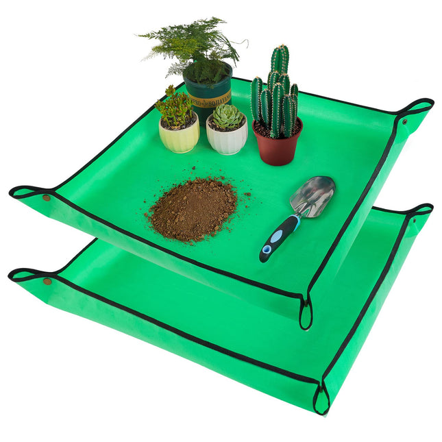 2 PCS 27 "X 27" Repotting Mat for Indoor Plant Transplanting and Mess Control Thickened Waterproof Potting Tray Foldable